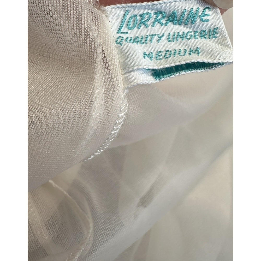 Vintage Lorraine Robe Womens Medium Beige 50s 60s Pegnoir Lace Read - Picture 11 of 11